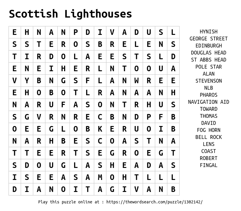 Lighthouse Word Search